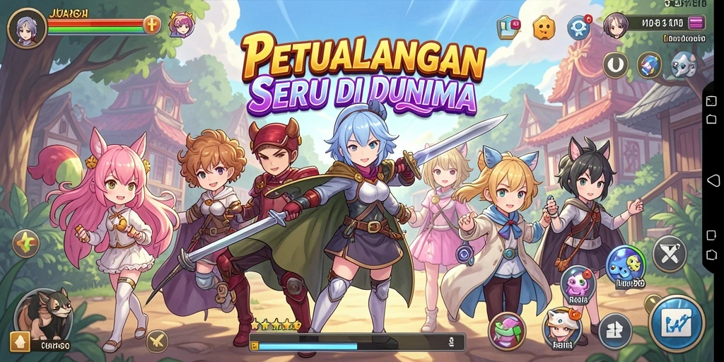 Screenshot JUARAGO yang menunjukkan karakter dalam aksi penuh warna.