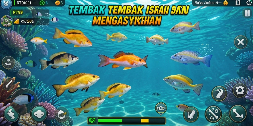 Tampilan gameplay seru dalam RT99 saat menembak ikan.